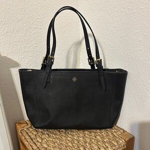 Tory Burch Black Tote with Gold Accents